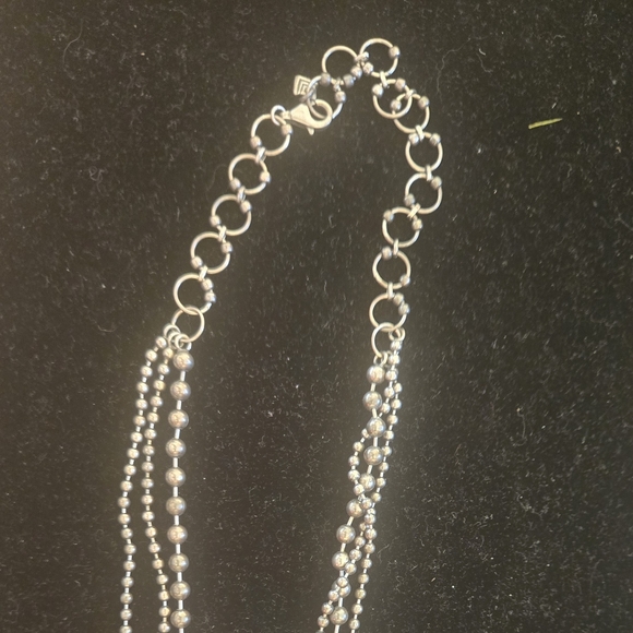 Elegant Sterling Silver Multi-Strand Necklace With Teardrop Pendant - Picture 3 of 7